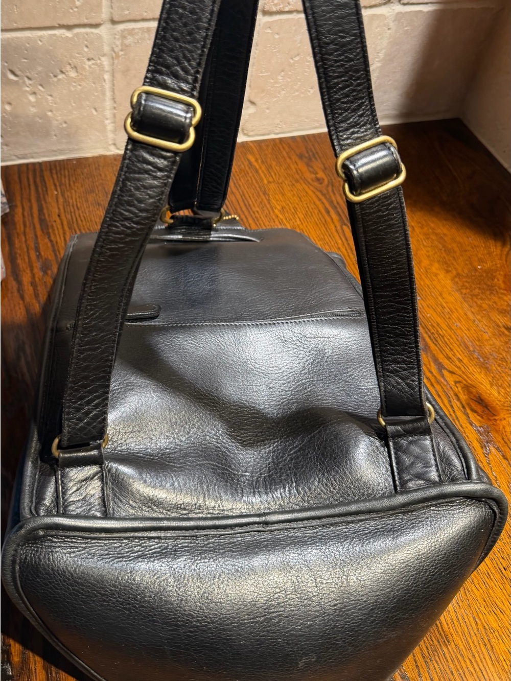 Coach Black Leather Backpack with Gold Turn-Lock - Picture 6 of 16